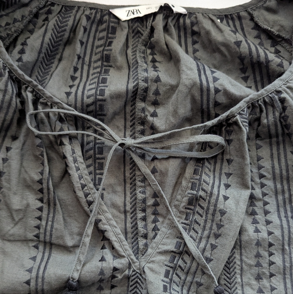 Zara Gray Patterned Blouse - image 3